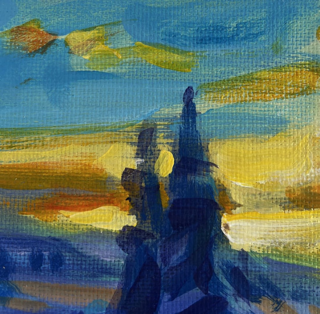 Acrylic painting Morning winter sun Mykhailo Patskan - 4