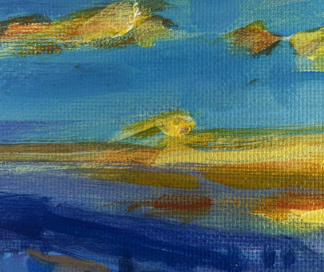 Acrylic painting Morning winter sun Mykhailo Patskan - 5