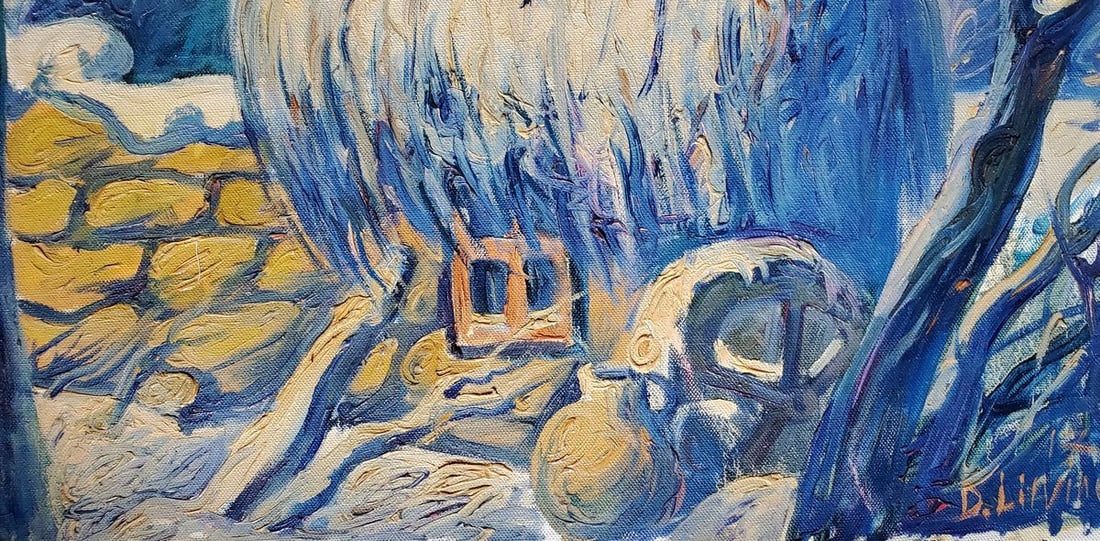 Oil painting Winter in the village Daniil Litvinov - 3