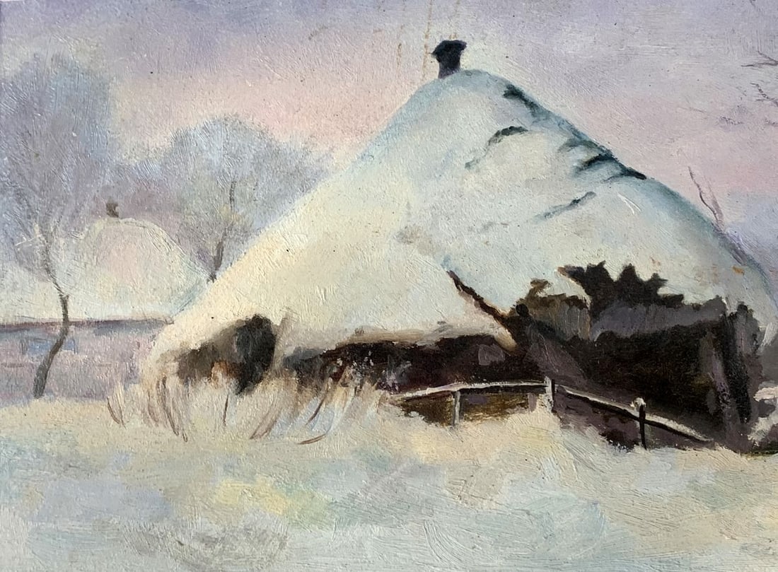 Oil painting Winter evening Anatoly Tereshchenko - 3