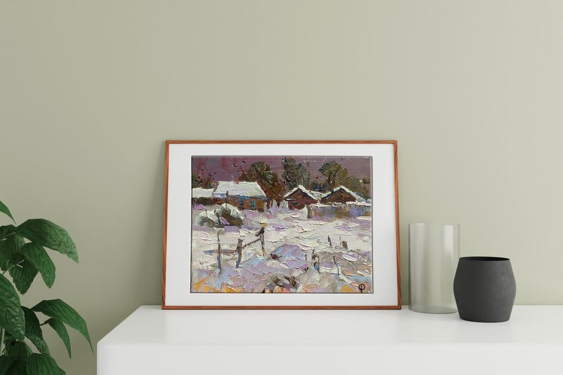 Oil painting Snow covered street Oksana Kalenyuk - 3