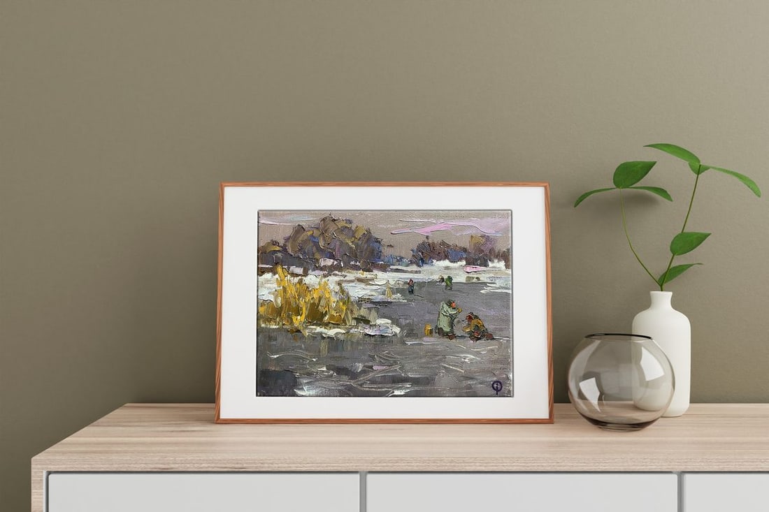 Oil painting Winter fishing Oksana Kalenyuk - 2