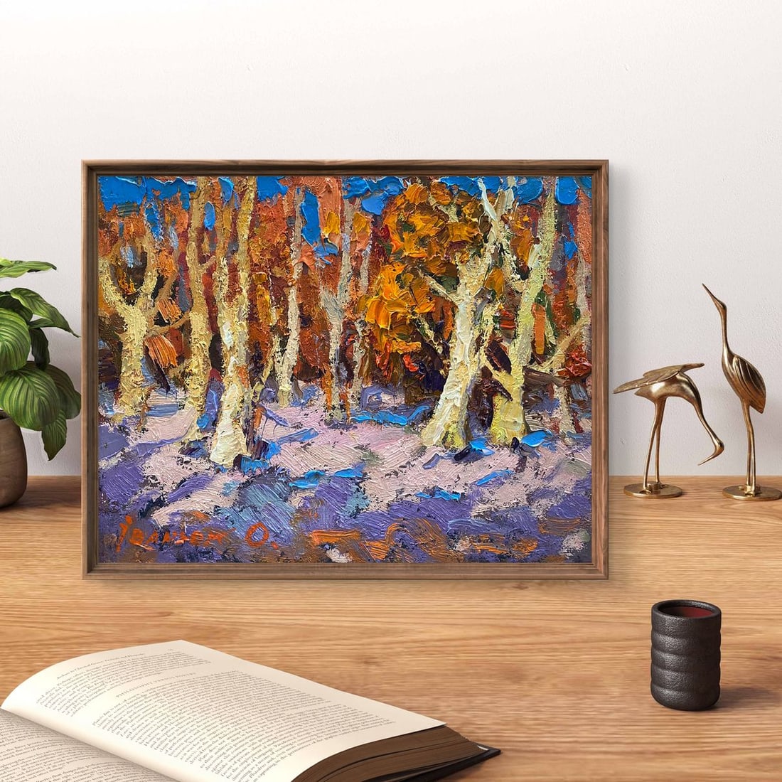 Oil painting The forest was covered with snow Alex Kalenyuk - 2