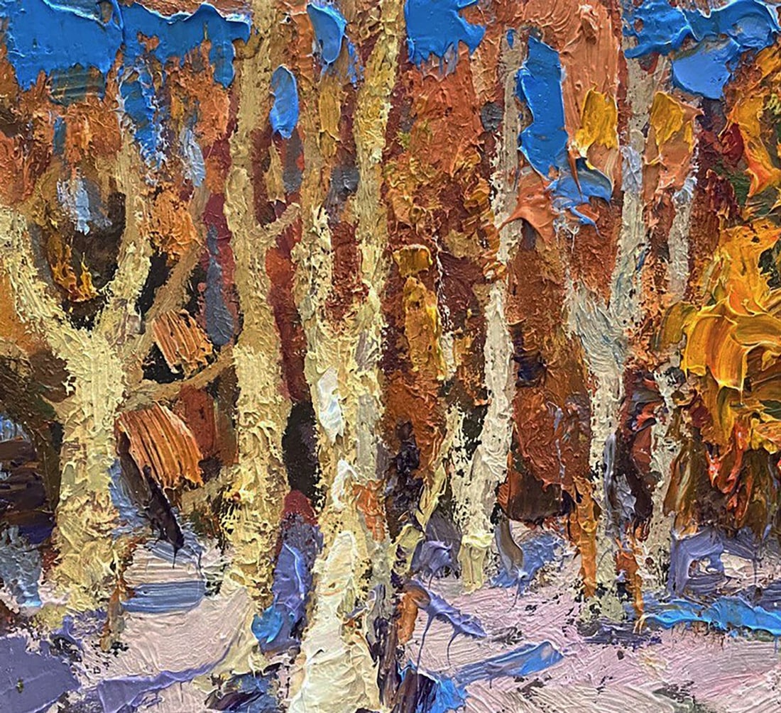 Oil painting The forest was covered with snow Alex Kalenyuk - 4