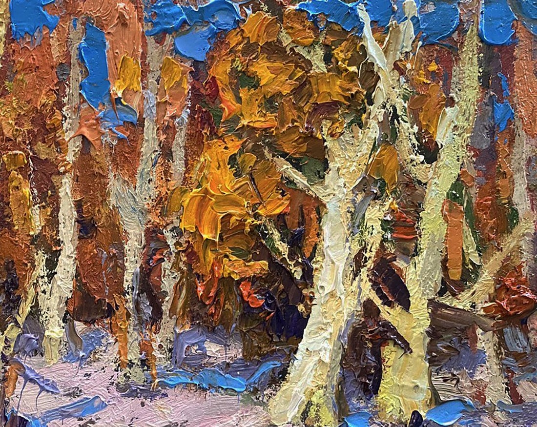 Oil painting The forest was covered with snow Alex Kalenyuk - 5