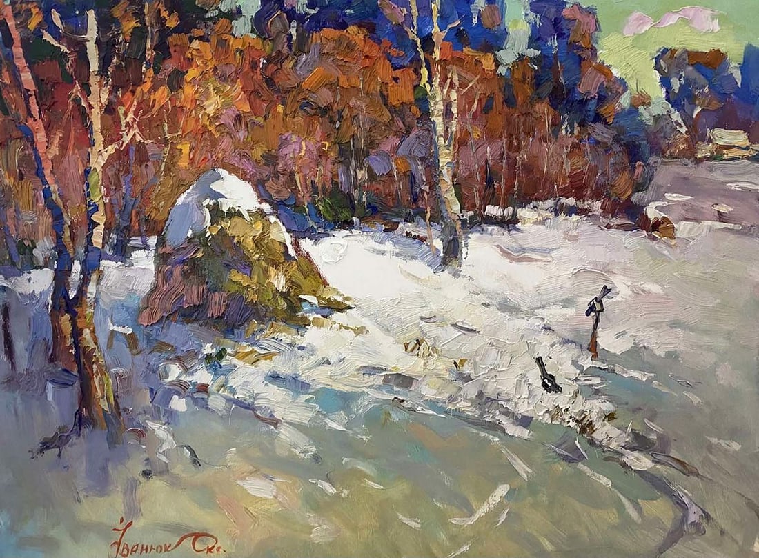 Oil painting The first snow Oksana Kalenyuk (1 of 4)