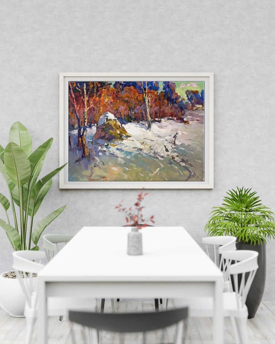 Oil painting The first snow Oksana Kalenyuk - 2