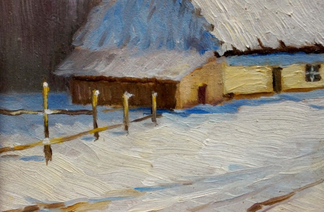 Oil painting Snow covered house - 3