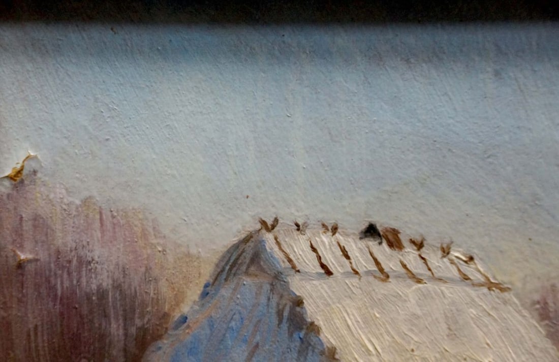 Oil painting Snow covered house - 4