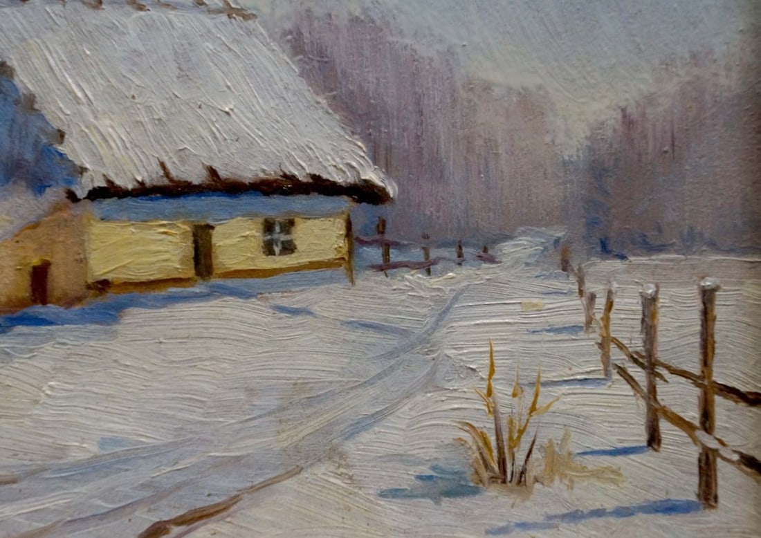 Oil painting Snow covered house - 6