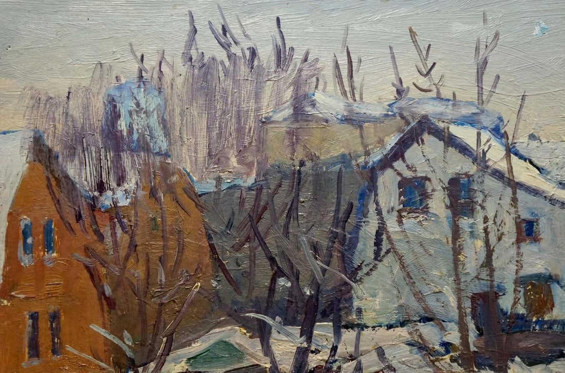 Oil painting Winter landscape Gantman Moses Faybovich - 3