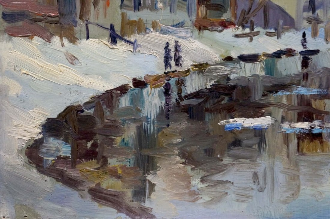 Oil painting Winter landscape - 2
