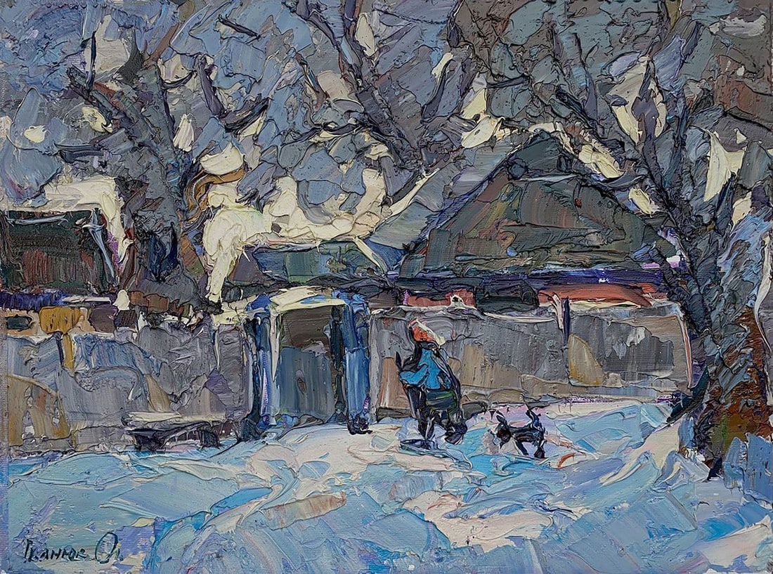 Oil painting Twilight Kalenyuk Alex: Title: Oil painting Twilight Kalenyuk Alex Description: NoKalen 1201"Twilight" is a mesmerizing oil painting that effortlessly captures the enigmatic transition from day to night. The canvas is domina