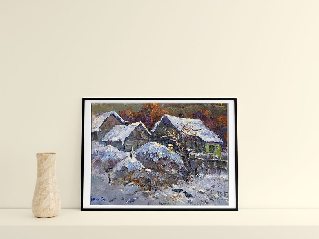 Oil painting Winter evening Kalenyuk Oksana - 3