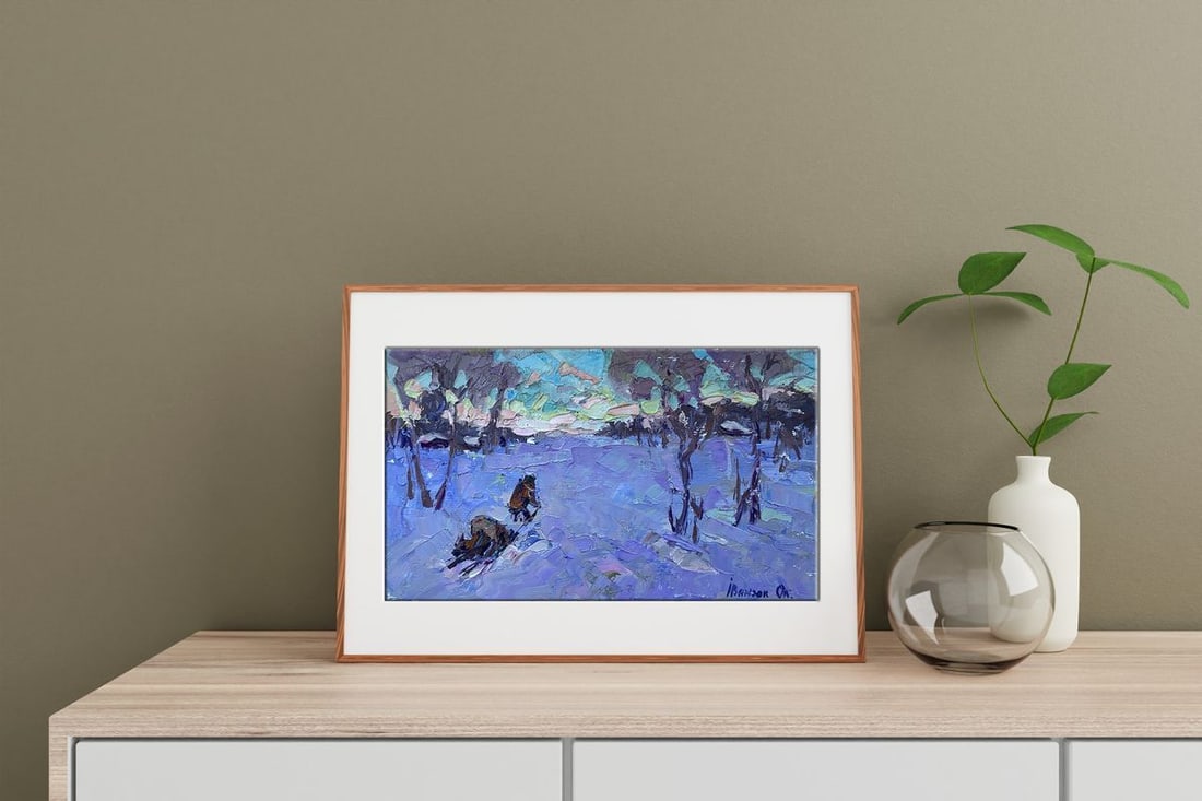 Oil painting Winter evening Alex Kalenyuk - 2