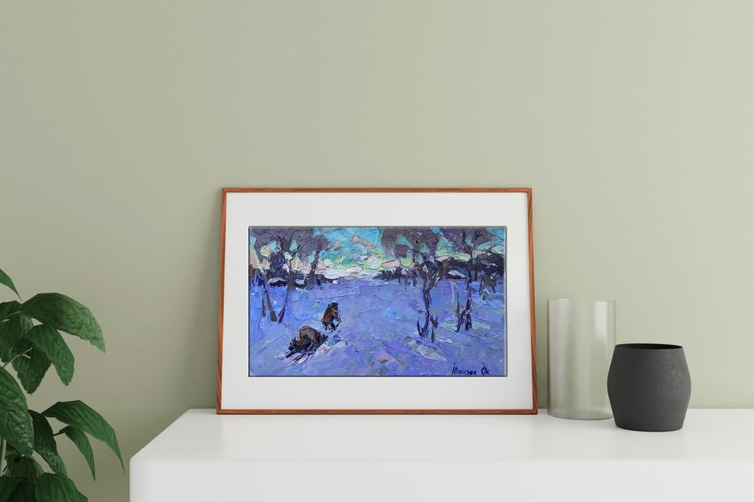Oil painting Winter evening Alex Kalenyuk - 3
