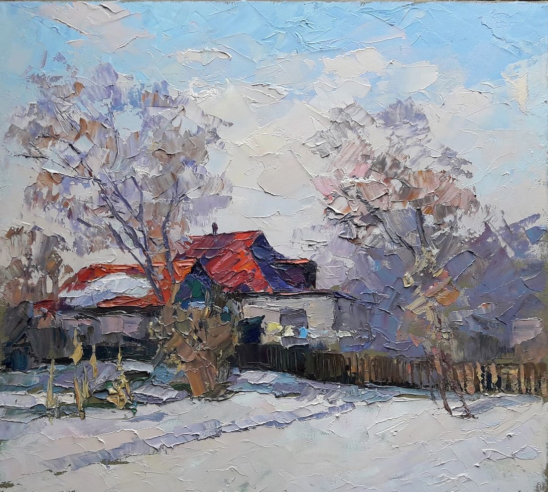 Oil painting House with a red roof Serdyuk Boris Petrovich: Title: Oil painting House with a red roof Serdyuk Boris Petrovich Description: NoSERB 317 * TITLE: "House with a red roof" * ARTISTS: Serdyuk Boris Petrovich * SIZE: 45x50 cm/'17.71x19.68 inches' *