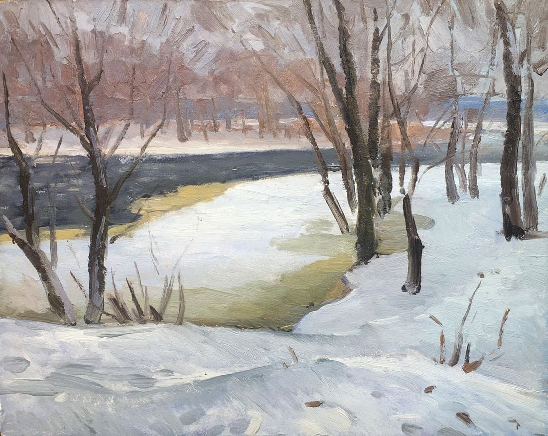 Oil painting The first snow in the forest Bloshenko Anatoly Mikhailovich: Title: Oil painting The first snow in the forest Bloshenko Anatoly Mikhailovich Description: No1269 *** ABOUT THIS PAINTING *** * TITLE: "The first snow in the forest" * ARTISTS: Bloshenko Anatoly