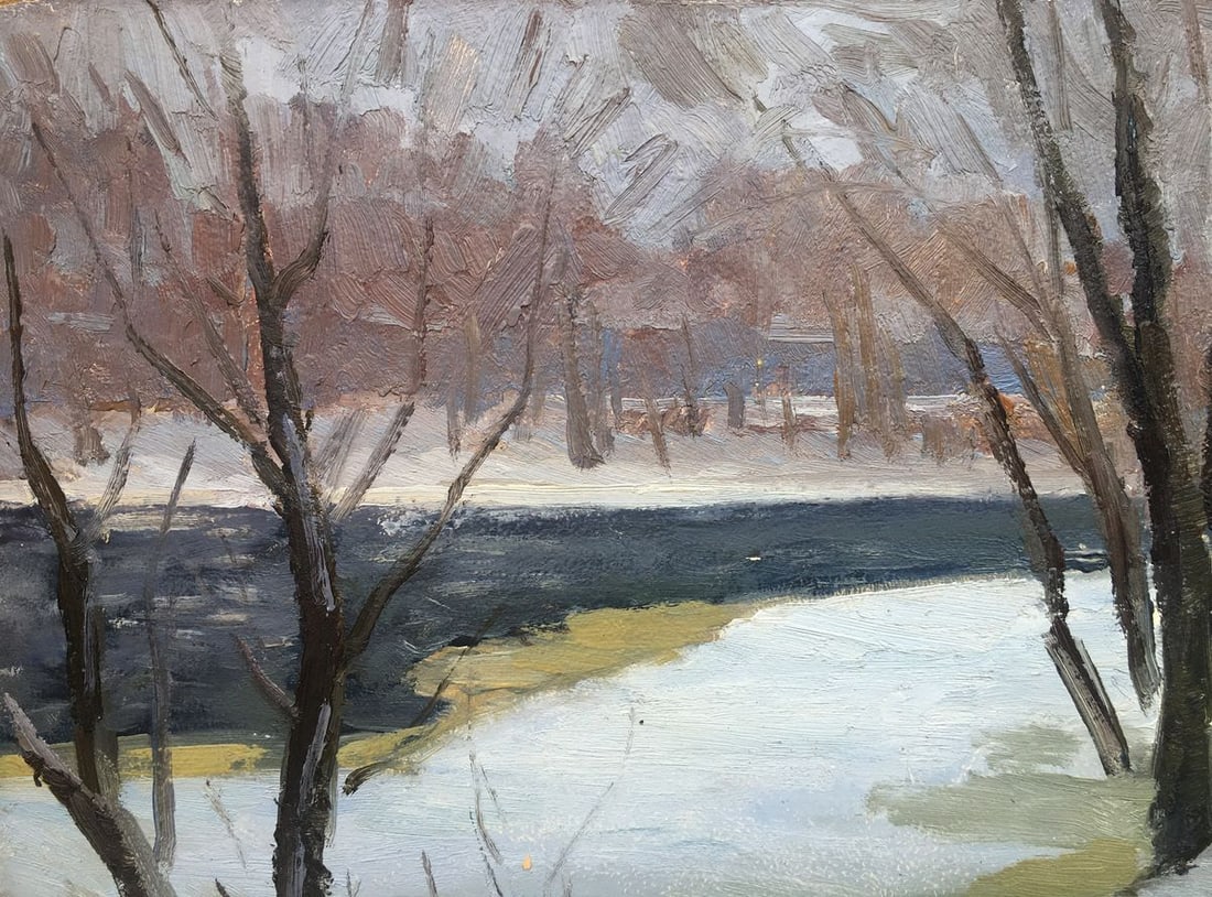 Oil painting The first snow in the forest Bloshenko Anatoly Mikhailovich - 2