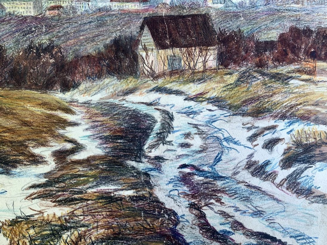 Colored pencils painting Early spring A. G. Cherkas - 5