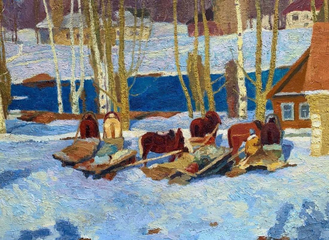 Oil painting Stop at the post office Vladimir Yakovlevich Yukin - 2