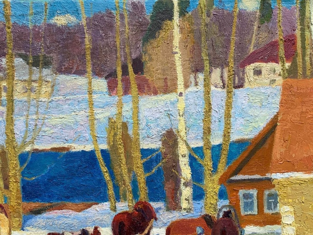 Oil painting Stop at the post office Vladimir Yakovlevich Yukin - 4