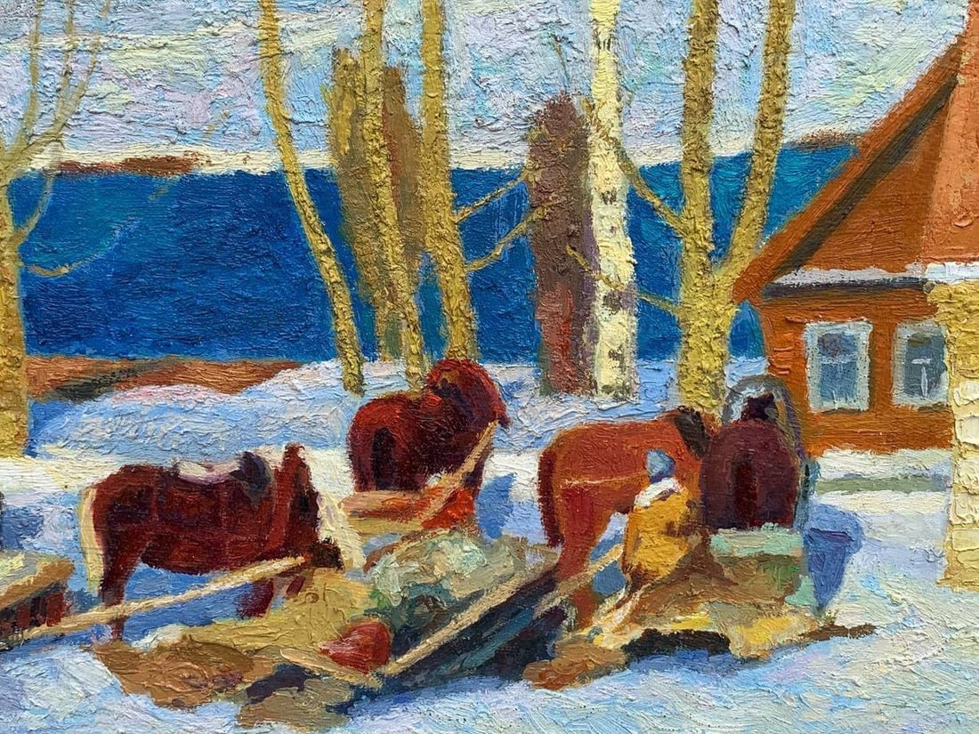 Oil painting Stop at the post office Vladimir Yakovlevich Yukin - 5