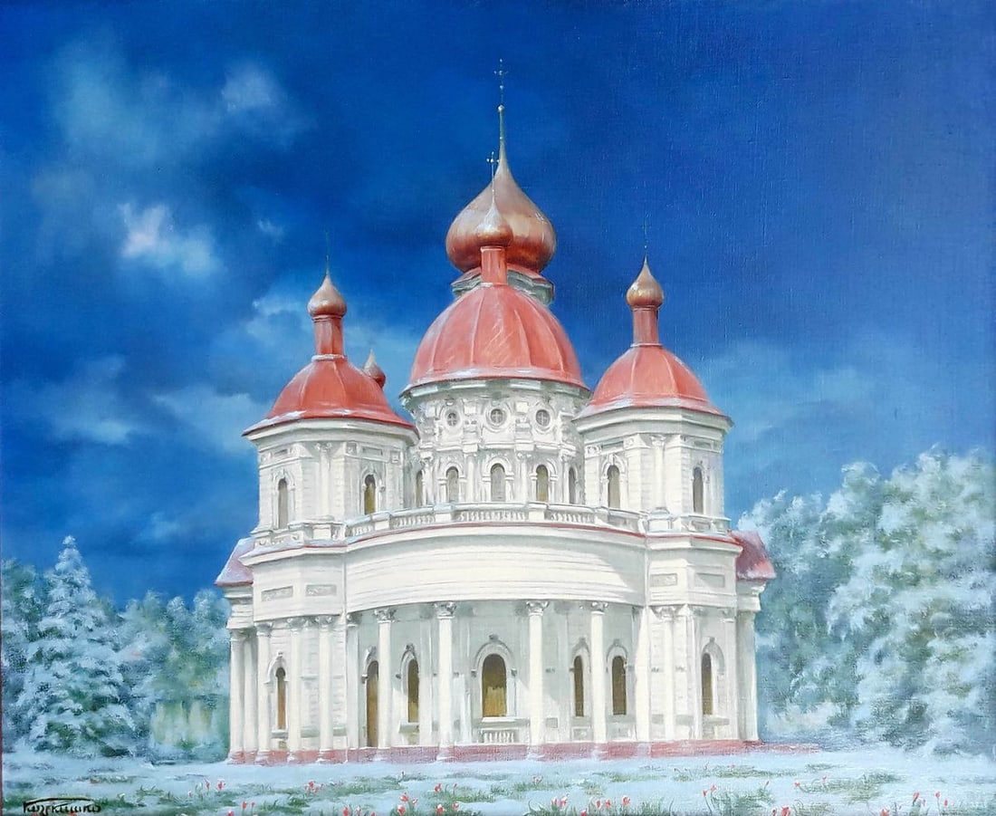 Oil painting Bryansk Nikolaev Church in the Dnieper Korkishko Vasily - 2