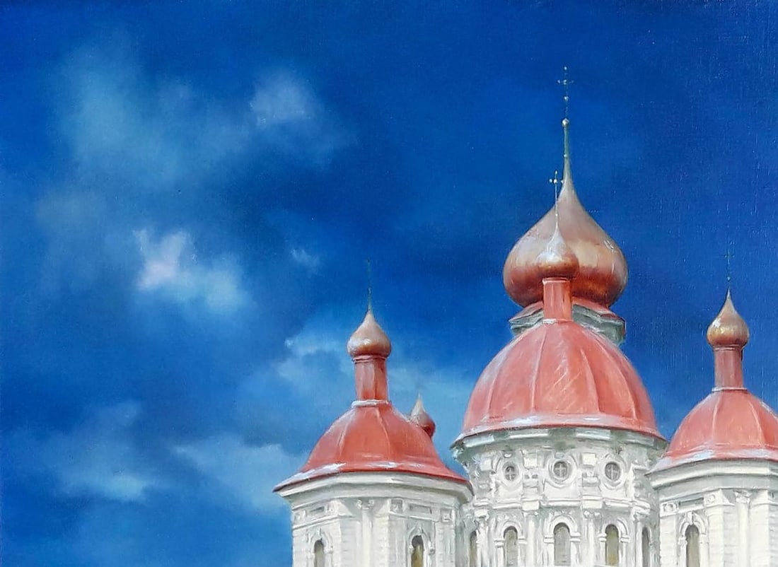 Oil painting Bryansk Nikolaev Church in the Dnieper Korkishko Vasily - 3
