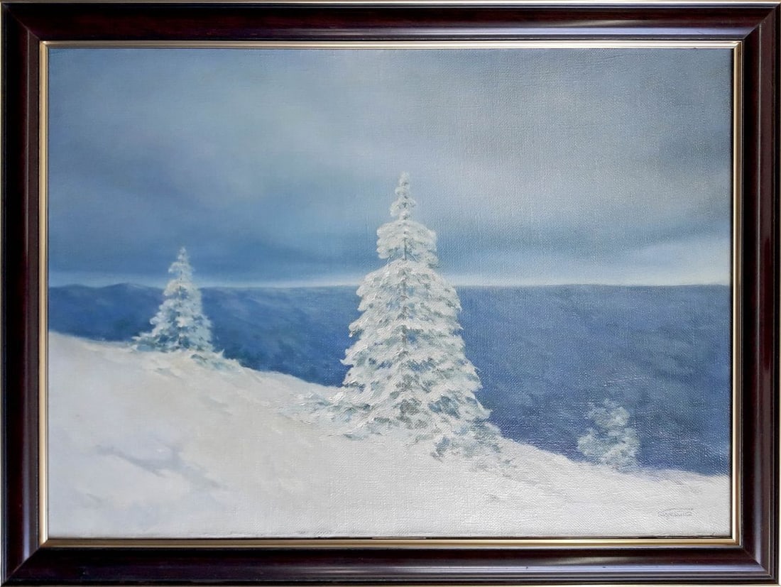 Oil painting Winter Korkishko Vasily: Title: Oil painting Winter Korkishko Vasily Description: NoKork 72 *** ABOUT THIS PAINTING *** * TITLE: "Winter" * ARTISTS: Korkishko Vasily * SIZE: 50x70 cm/'19.68x27.55 inches' * MEDIUM: oil, canvas