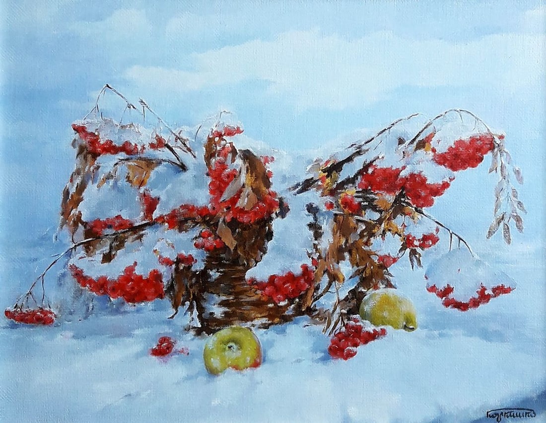 Oil painting Apples in the snow Korkishko Vasily - 2