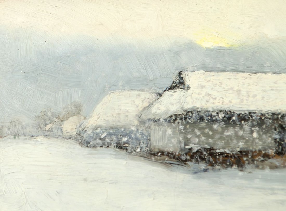 Winter Morning on Sunday Oil Painting - 4