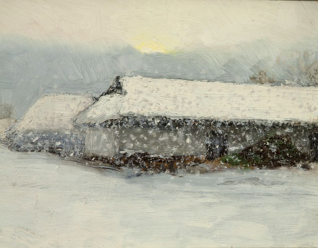 Winter Morning on Sunday Oil Painting - 5