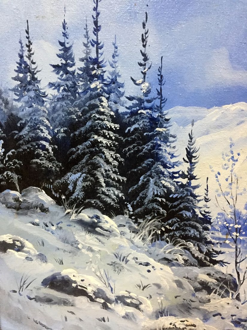 Oil painting Winter landscape original picture painter - 2