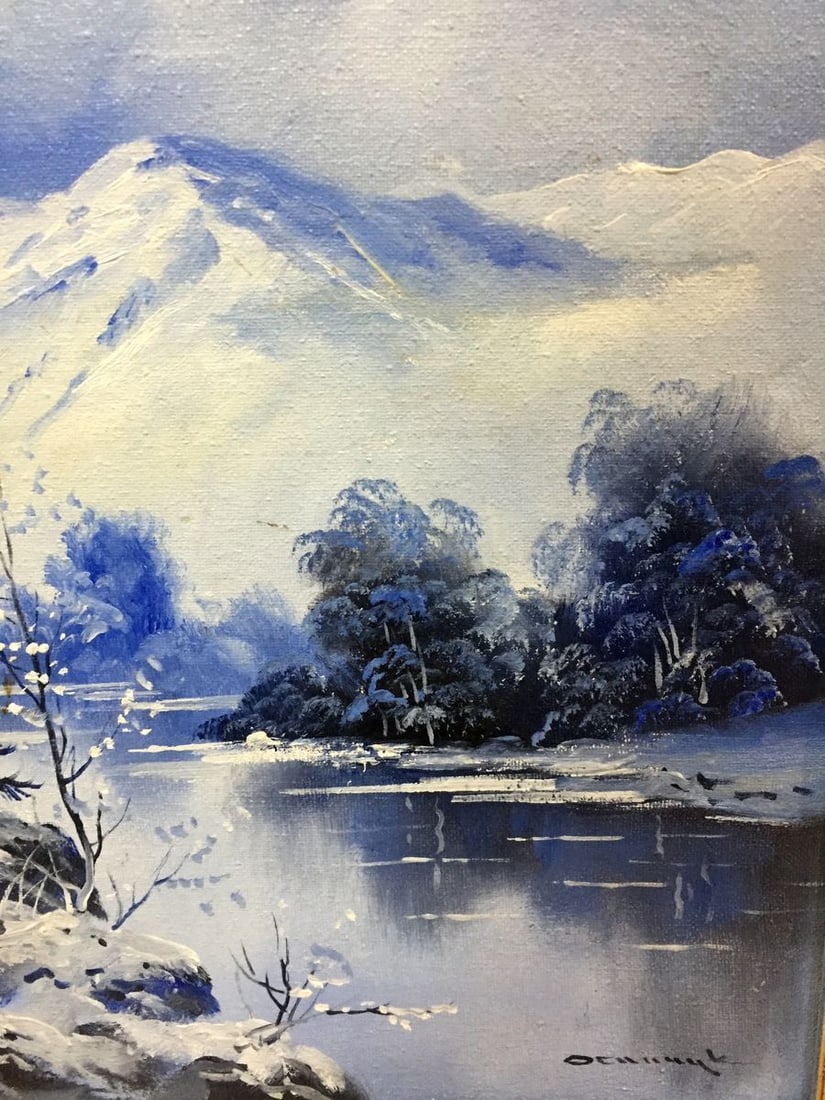 Oil painting Winter landscape original picture painter - 4