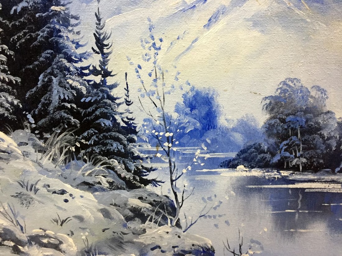 Oil painting Winter landscape original picture painter - 5