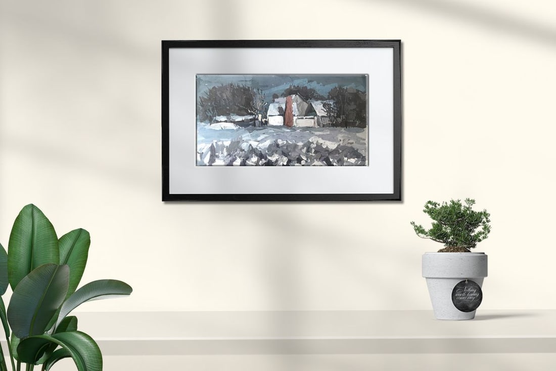 Oil painting Winter village landscape Sakhno Ludmila - 2