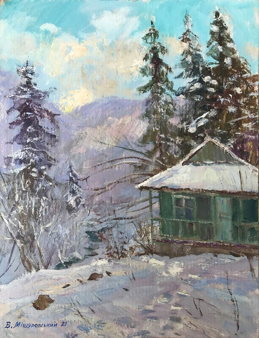 Oil painting Winter in Yaremche Wihyrovskii Victor (1 of 11)