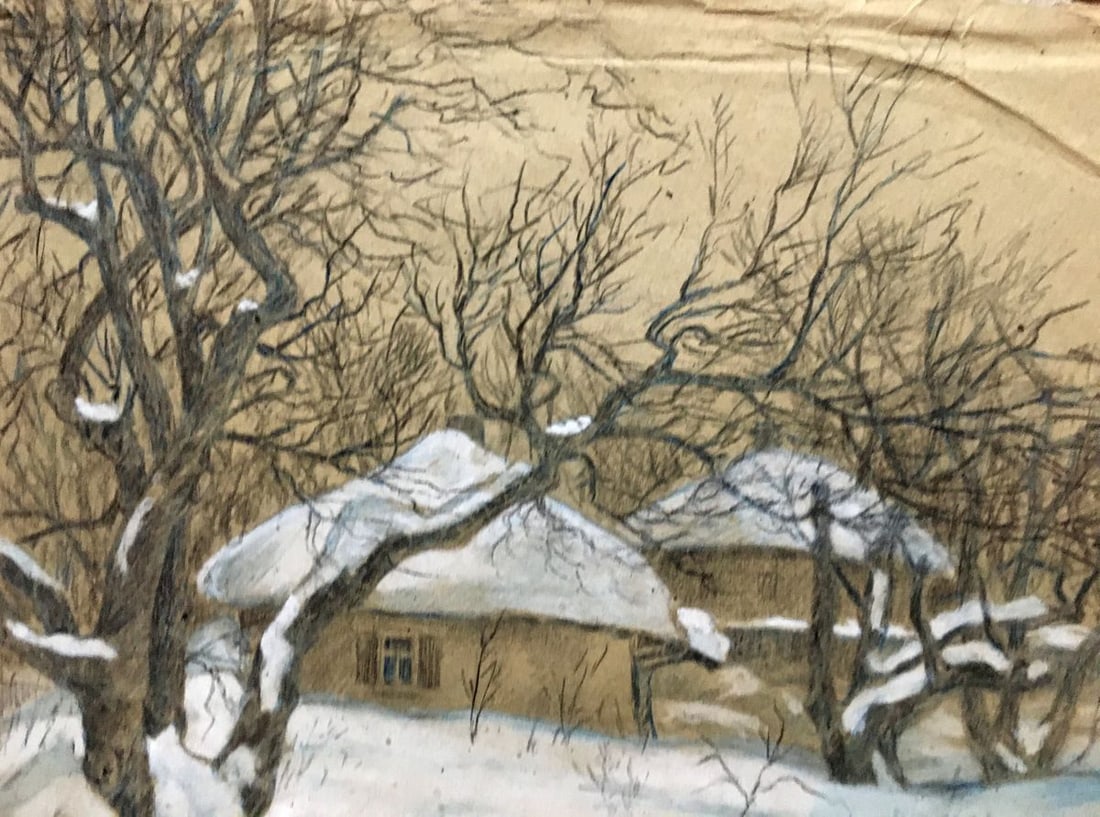 Pencils painting Village Cherkas A.G. - 2