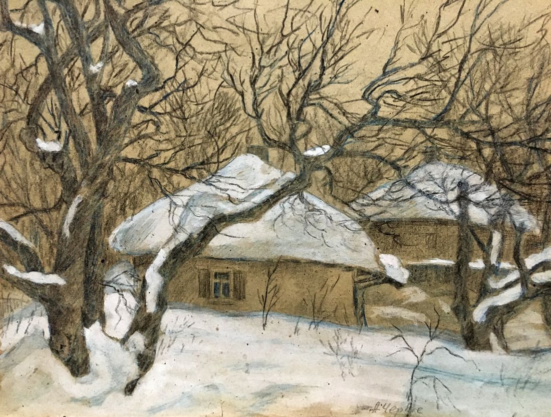 Pencils painting Village Cherkas A.G. - 3