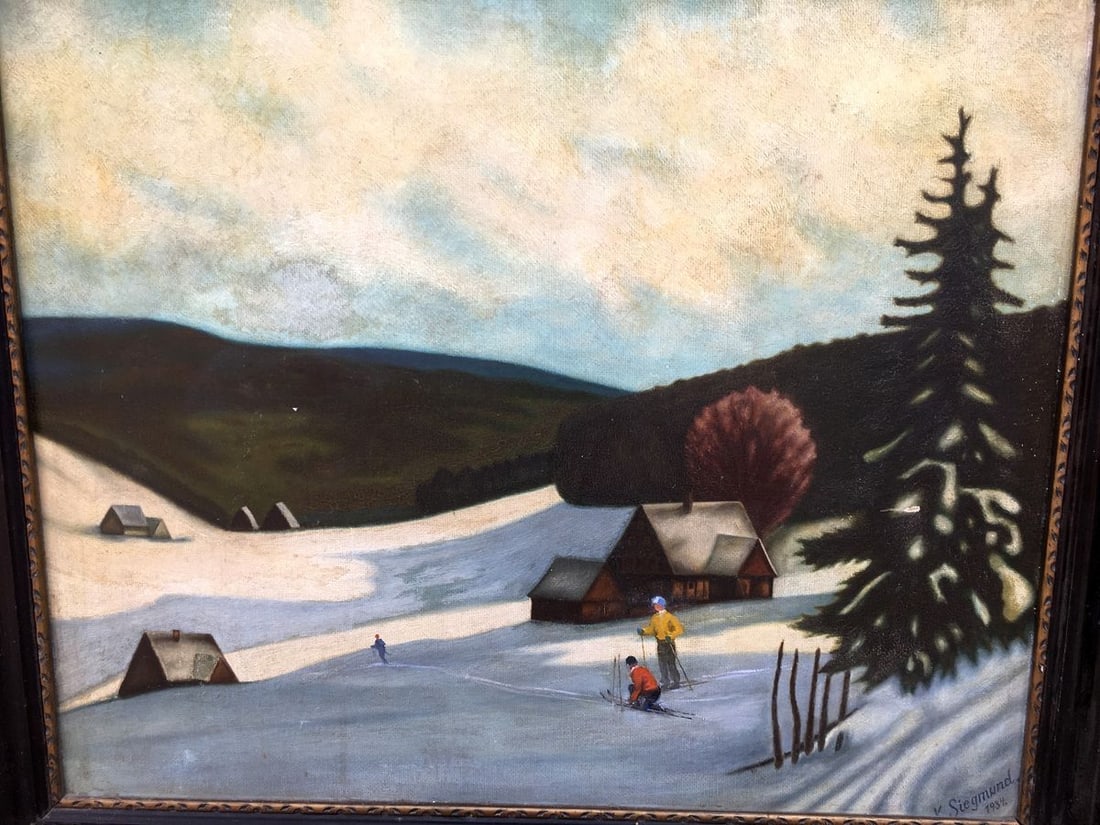Oil painting Skiers K. Siegmund - 2