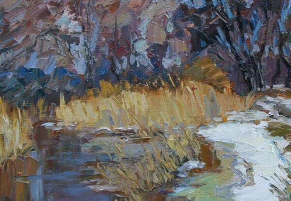 Oil painting Snow covered in the forest - 3