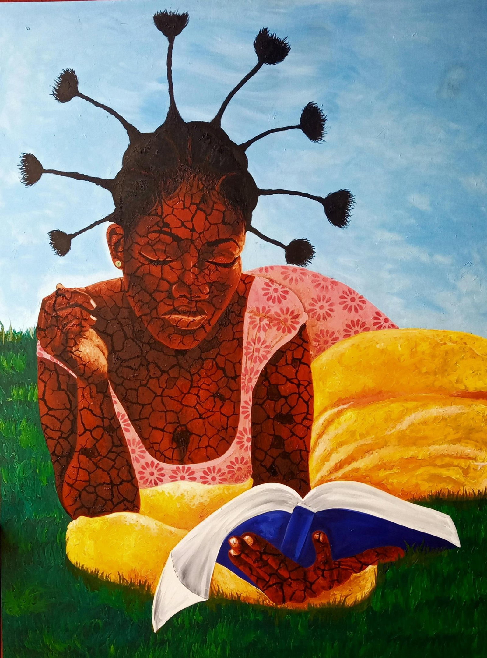Muideen Abdulkadir, Esosa, 2022: Creator: Muideen Abdulkadir (1988, Nigerian) Creation Year: 2022 Dimensions: Height: 48 in (121.92 cm)Width: 36 in (91.44 cm)Depth: 1 in (2.54 cm) Medium: Canvas,Oil,Acrylic Movement & Style: