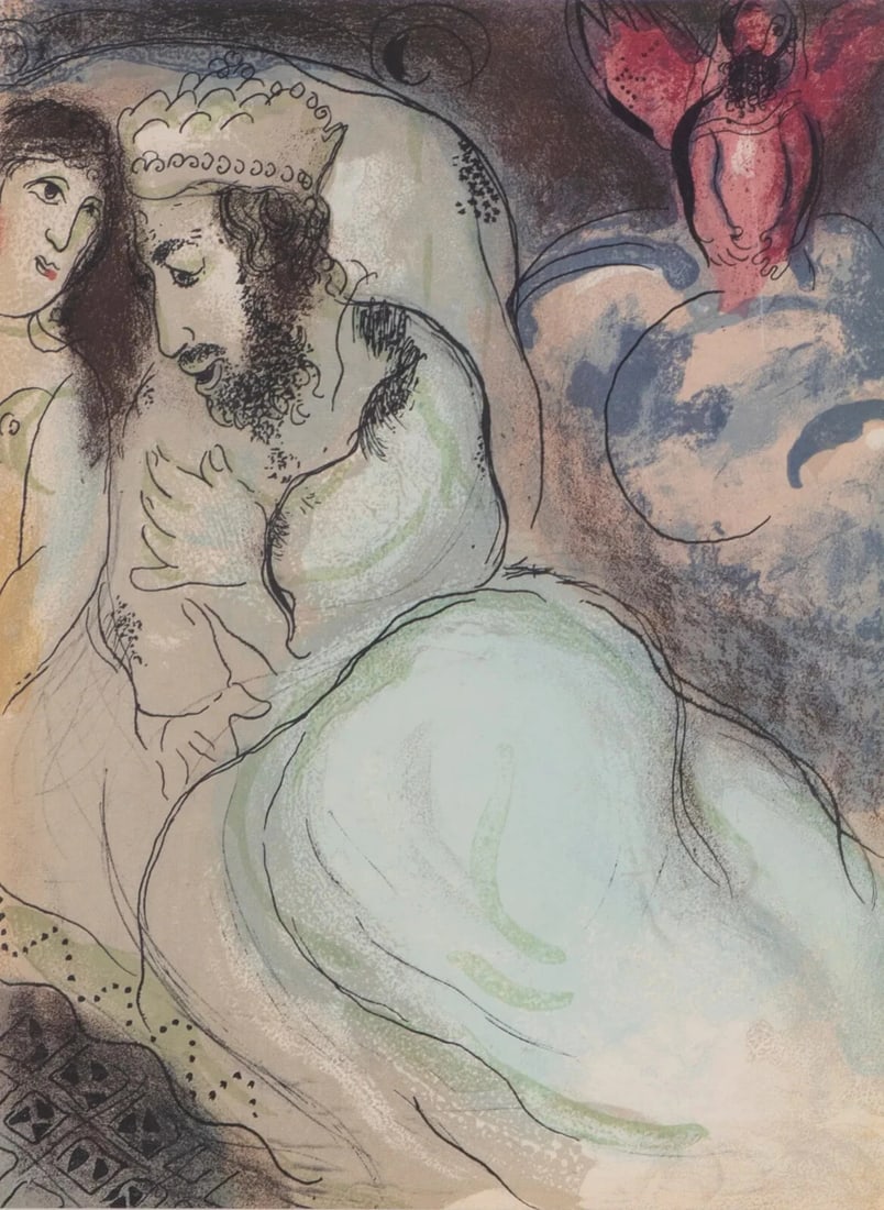 Marc Chagall Sarah and Abimelch from Bible (Mourlot 239) 1960 Color Lithograph - 2