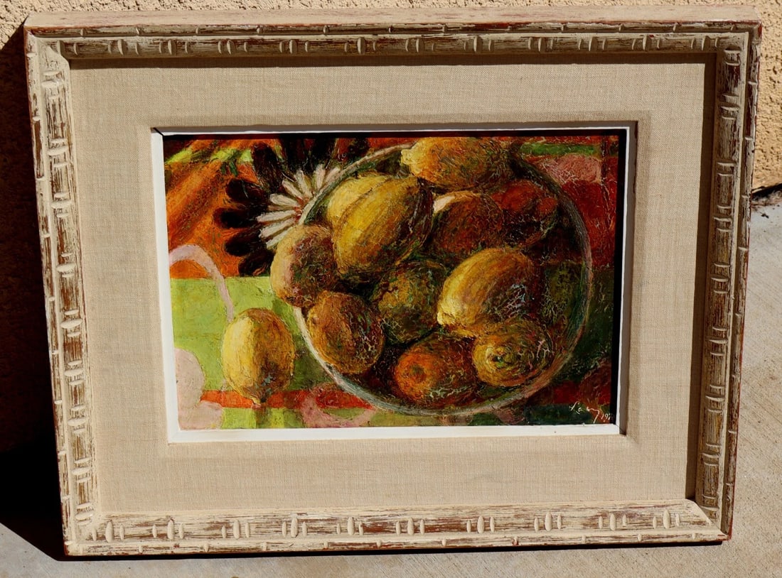 ERNEST LACY Fine Gallery California Modernist oil Thirteen Lemons 1973 Exhibited - 2