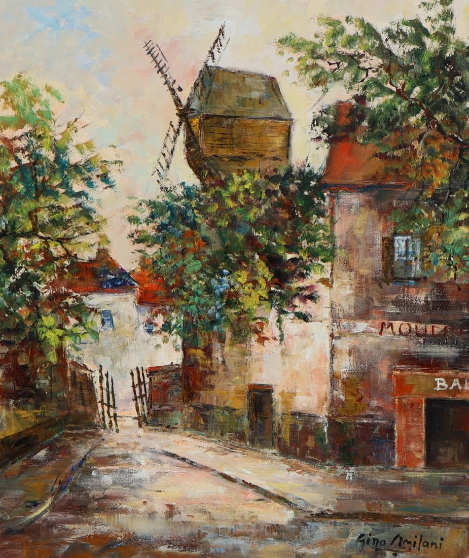 GINO MILANI Montmartre Le Moulin de la Galette oil painting Unframed - 3