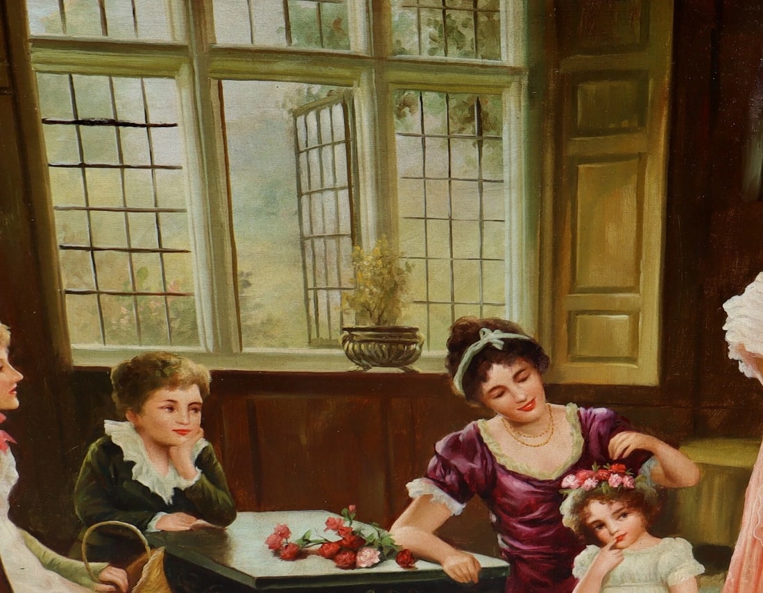 FOLLOWER OF Cesare Detti Elegant Figures in an Interior oil painting - 6