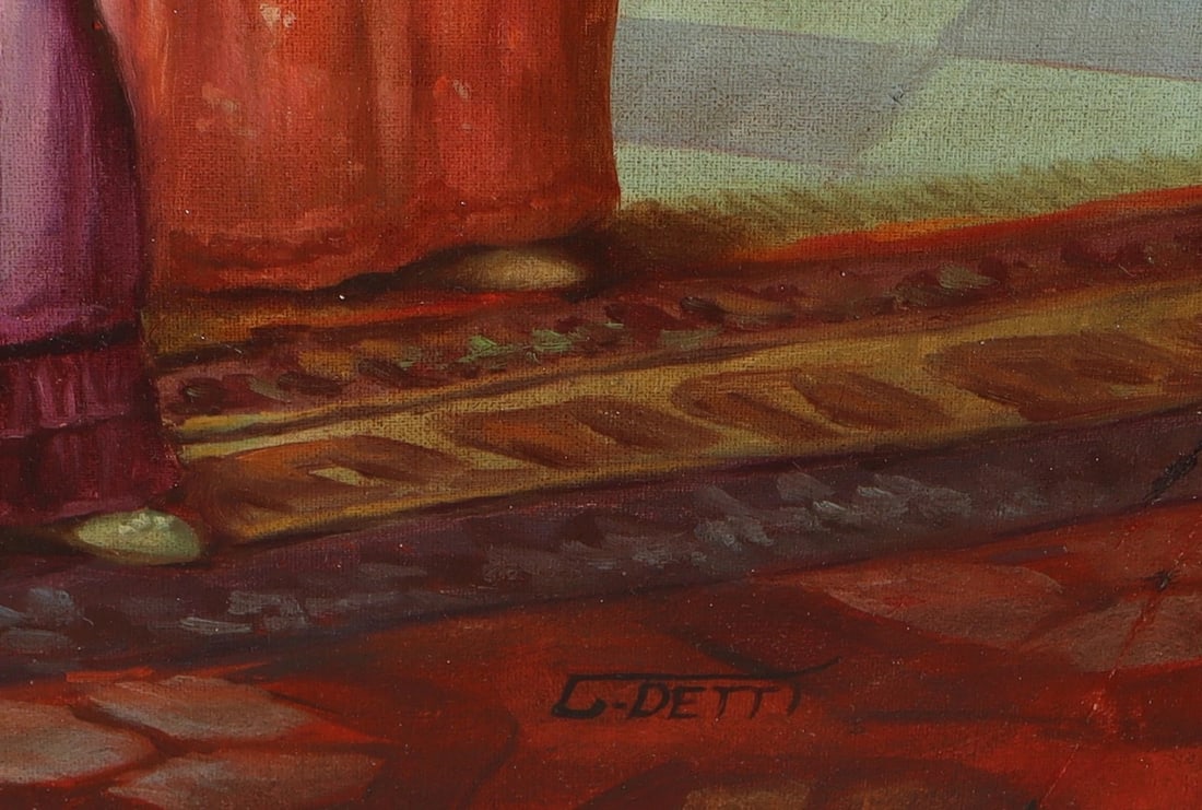FOLLOWER OF Cesare Detti Elegant Figures in an Interior oil painting - 8