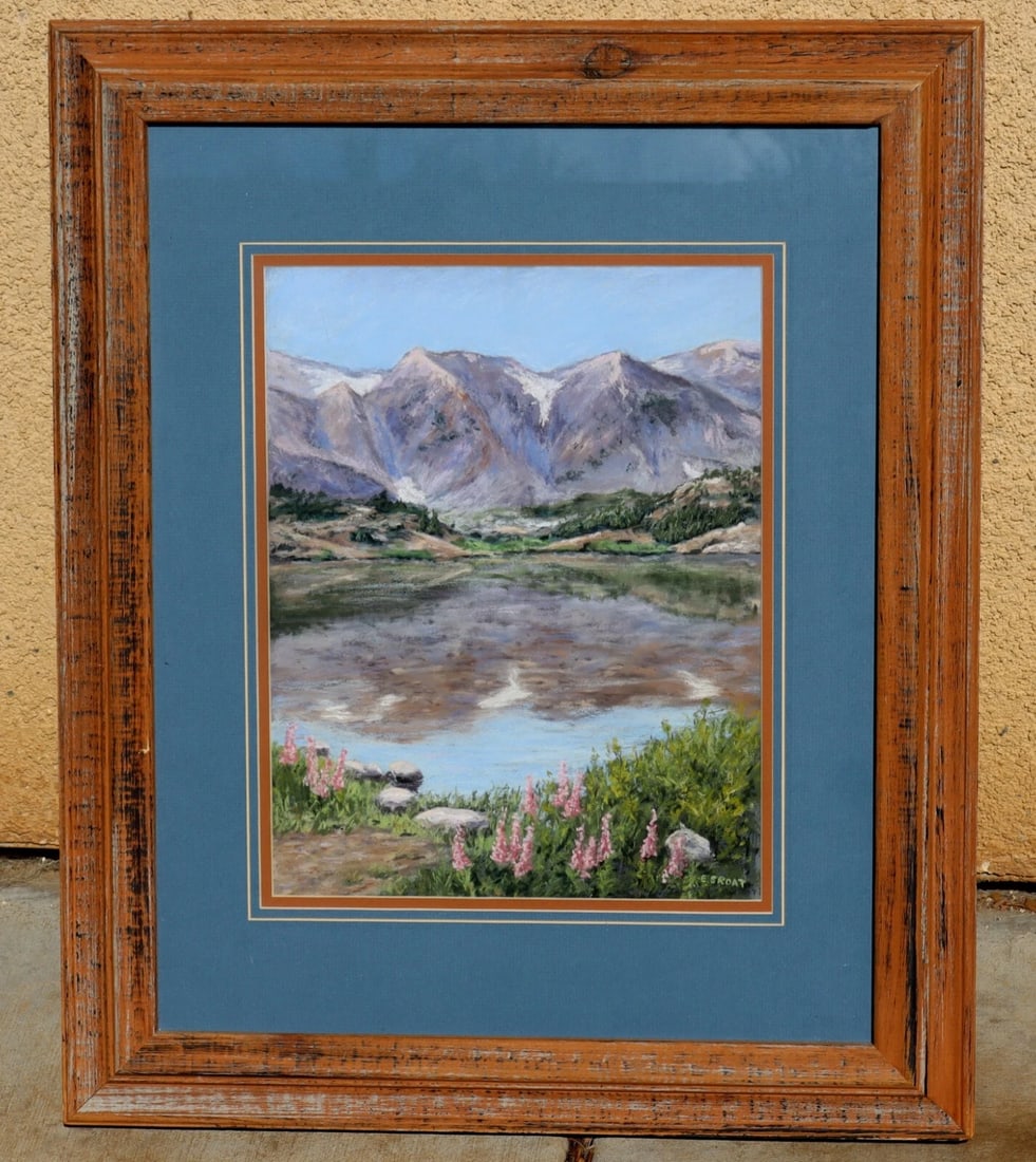 ENA M. SROAT Snowy Range Reflections Pastel Painting - 2