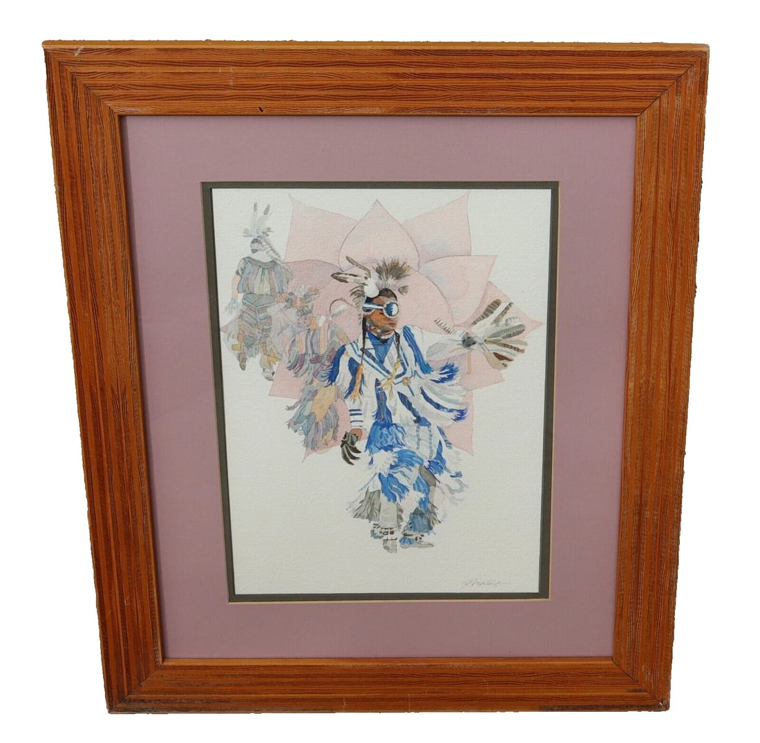 CINDY MONTOYA Indians Dancing watercolor painting Taos New Mexico (1 of 6)